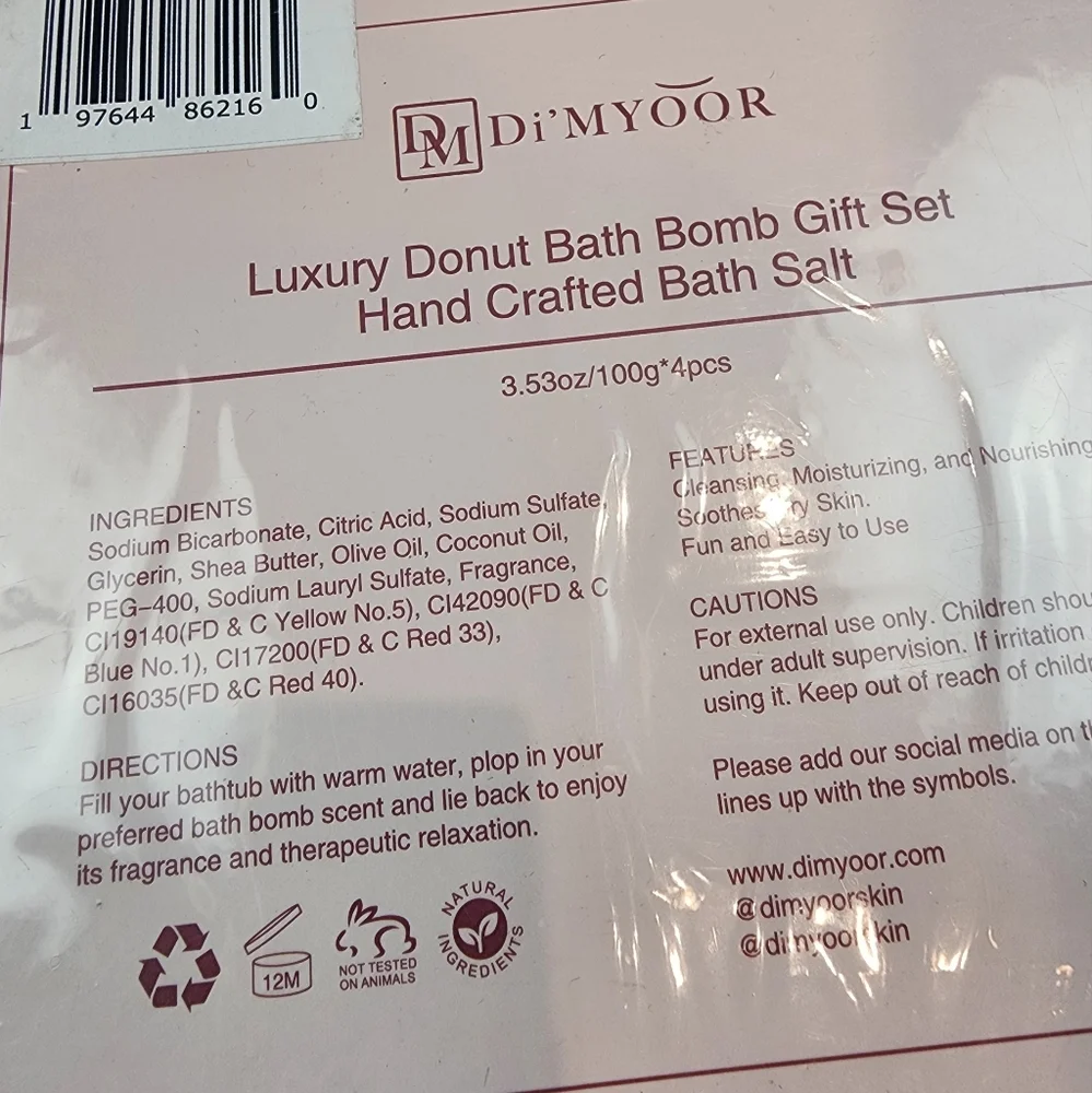 New 4 Pack Sweet Treat‎ Bath Bombs All Natural Ingredients Epson Salt Gift Ideas